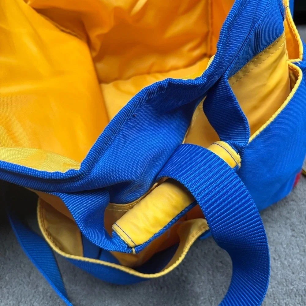 FISHER PRICE Diaper Bag Tote Cooler Bag Blue Yellow Vintage Large Travel 90's